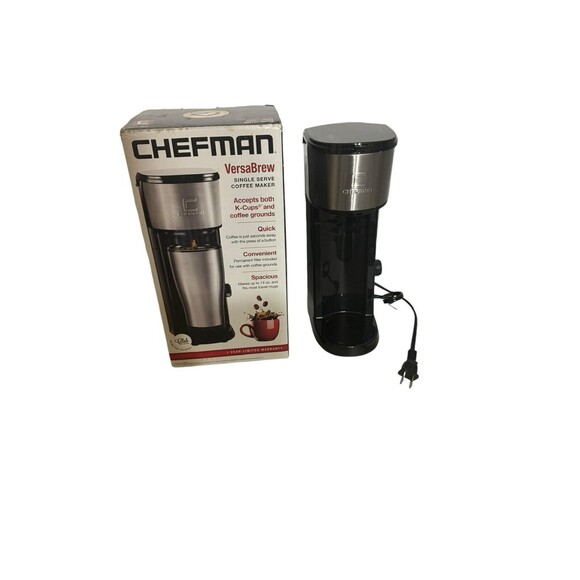 Single Serve Coffee Maker: K-Cup & Ground Compatible Single Cup Black- Chefman - Picture 1 of 12